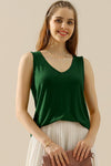 Ninexis Full Size V-Neck Curved Hem Tank Tank Top Trendsi DEEP GREEN S 