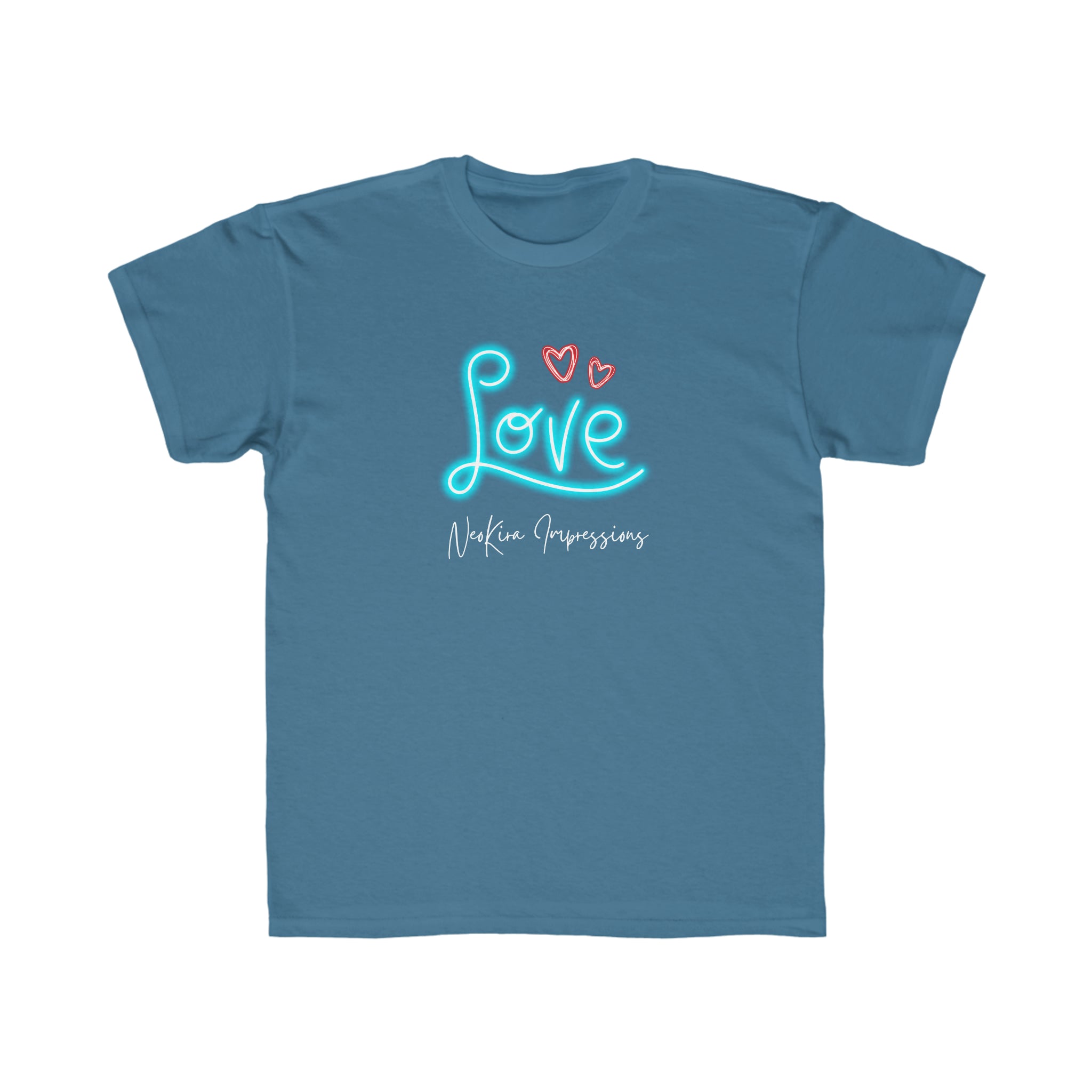 NEON LOVE...Kids Regular Fit Tee Kids clothes Printify Turquoise XS 