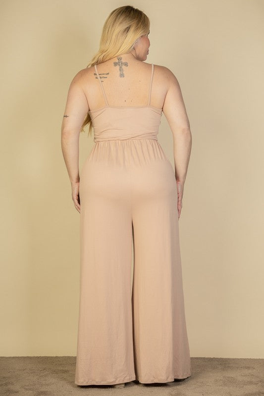 Plus Size Button Front Wide Leg Jumpsuit – Stretchy And Flattering - NeoKira Unlimited