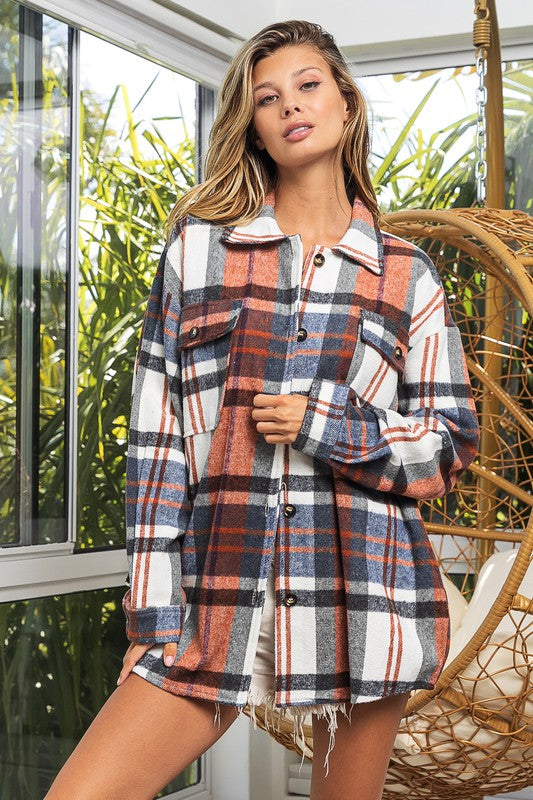 BiBi Textured Shirts With Big Checkered Point Shirt BiBi   