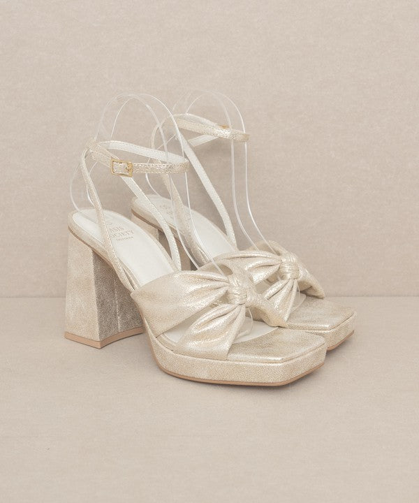 Oasis Society Zoey - Knotted Band Platform Heels Heels Oasis Society LIGHT GOLD 6 