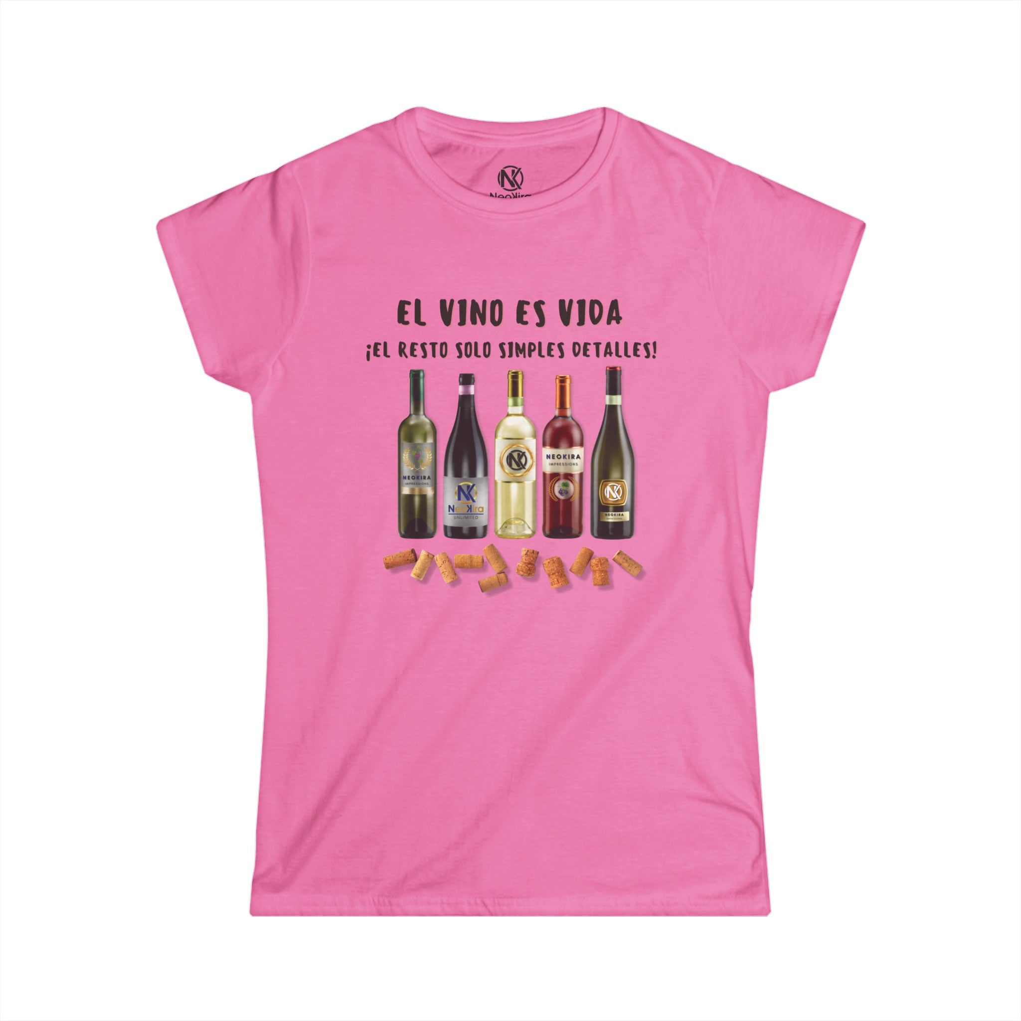 EL VINO ES VIDA Women's Softstyle Tee T-Shirt Printify Azalea S 