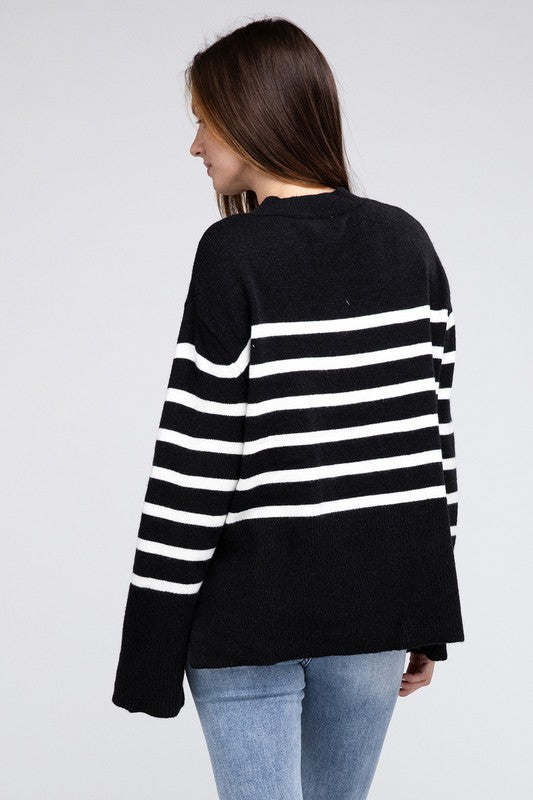 BiBi Ribbed Hem Stripe Sweater Sweater BiBi   