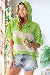 First Love Color Block Short Sleeve Hooded Top Top Trendsi   