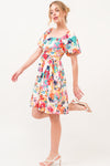 And The Why Square Neck Puff Sleeve Floral Dress Mini Dress Trendsi   