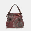 Nicole Lee USA Side Braided Tassel Inlaid Rhinestone Embroidery Hobo Bag Hobo Bag Trendsi Wine One Size 