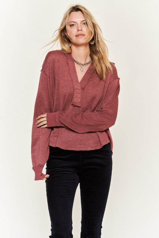 Jade By Jane Deep V-Neck Knit Collared Top | Relaxed Casual Luxe Look - NeoKira Unlimited