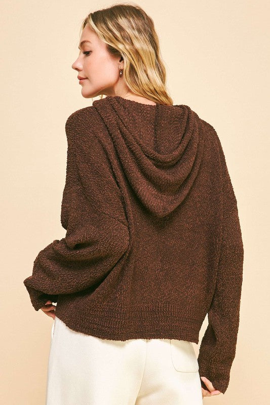 Davi & Dani Drop Shoulder Long Sleeve Hooded Sweater - NeoKira Unlimited