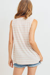 Cotton Bleu by Nu Label Sleeveless Front Tie Striped Top Tank Top Trendsi   