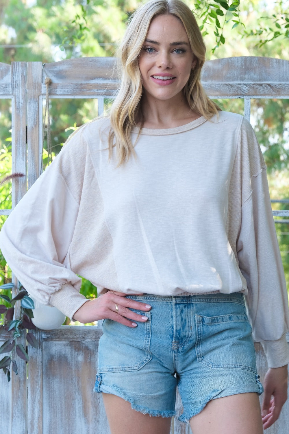 Hailey & Co Rib and Two Tone Knit Mixed Top - NeoKira Unlimited