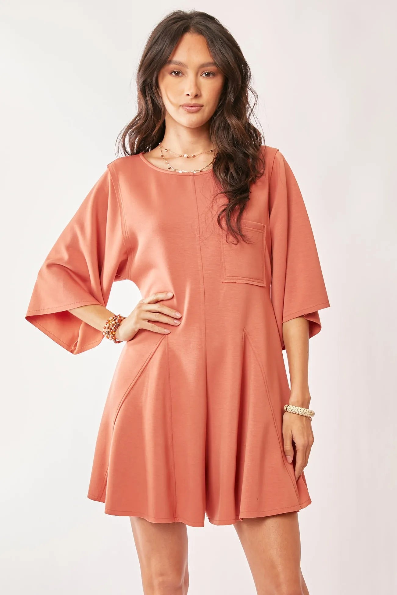 Davi & Dani Solid Draped Sleeve Ties Back Skort Romper - NeoKira Unlimited