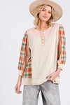 SAGE + FIG Exposed Seam Button Detail Plaid Top - NeoKira Unlimited