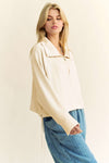 Davi & Dani Drawstring Hem Half Zip Raglan Sleeve Sweatshirt - NeoKira Unlimited