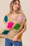 BiBi Granny Square Openwork Sweater Vest Sweater Vest Trendsi   