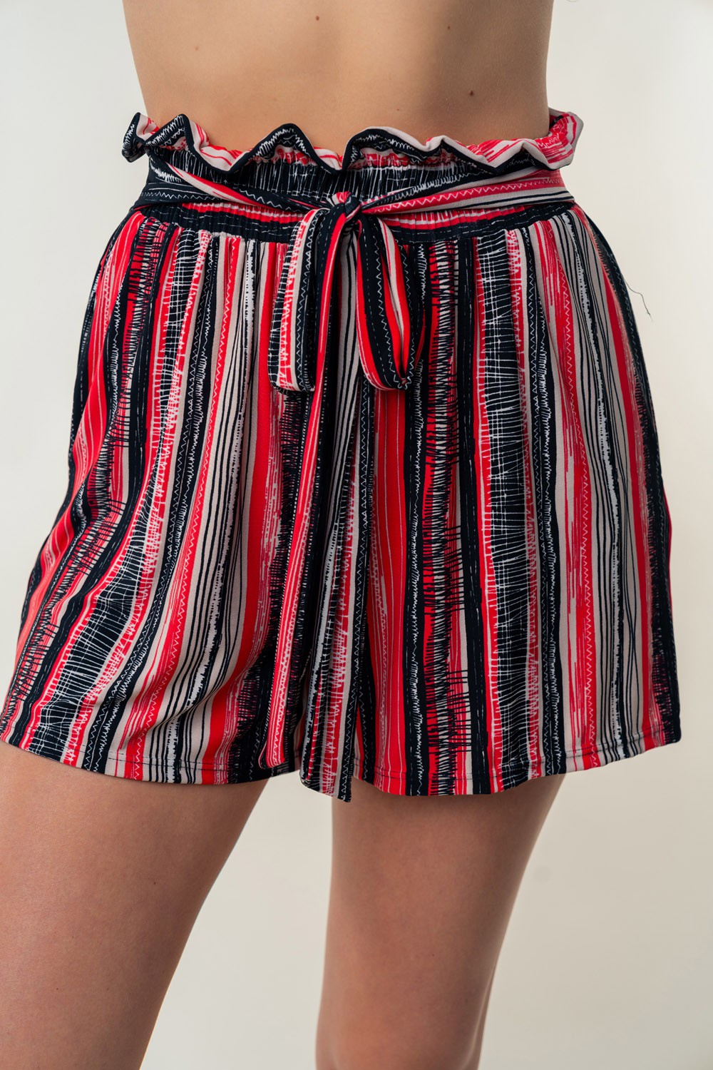 White Birch Full Size High Waisted Striped Shorts - NeoKira Unlimited