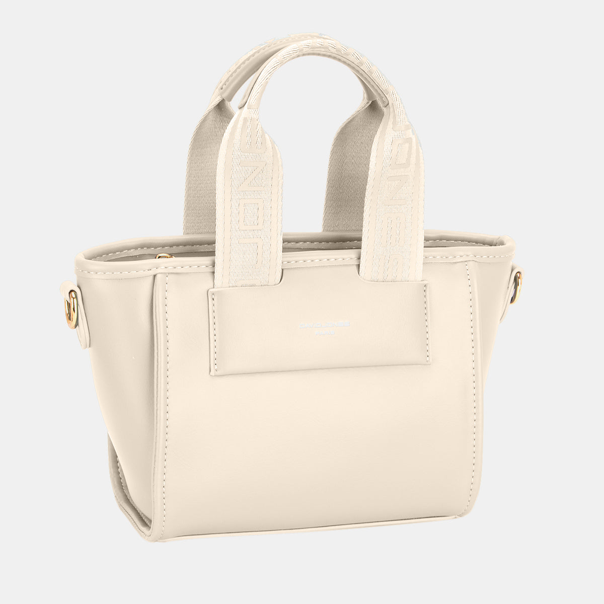 David Jones Small Handbag with Embossed Pattern Handles Handbag Trendsi Creamy White One Size 