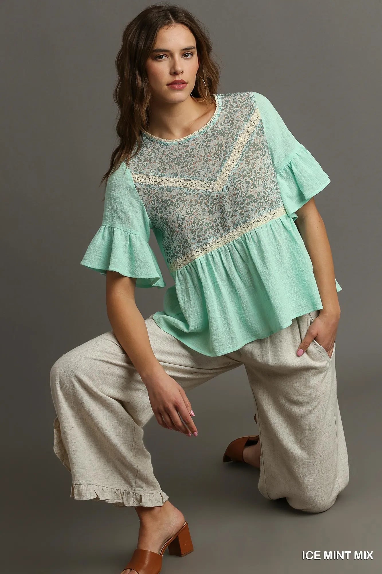 Umgee Mint Green Babydoll Top – Romantic Chic Everyday Style - NeoKira Unlimited