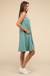 Sleeveless Flared Slip Summer Dress with Side Pockets Mini Dress ZENANA   