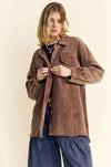 Davi & Dani Washed Corduroy Raw Hem Button Up Jacket - NeoKira Unlimited