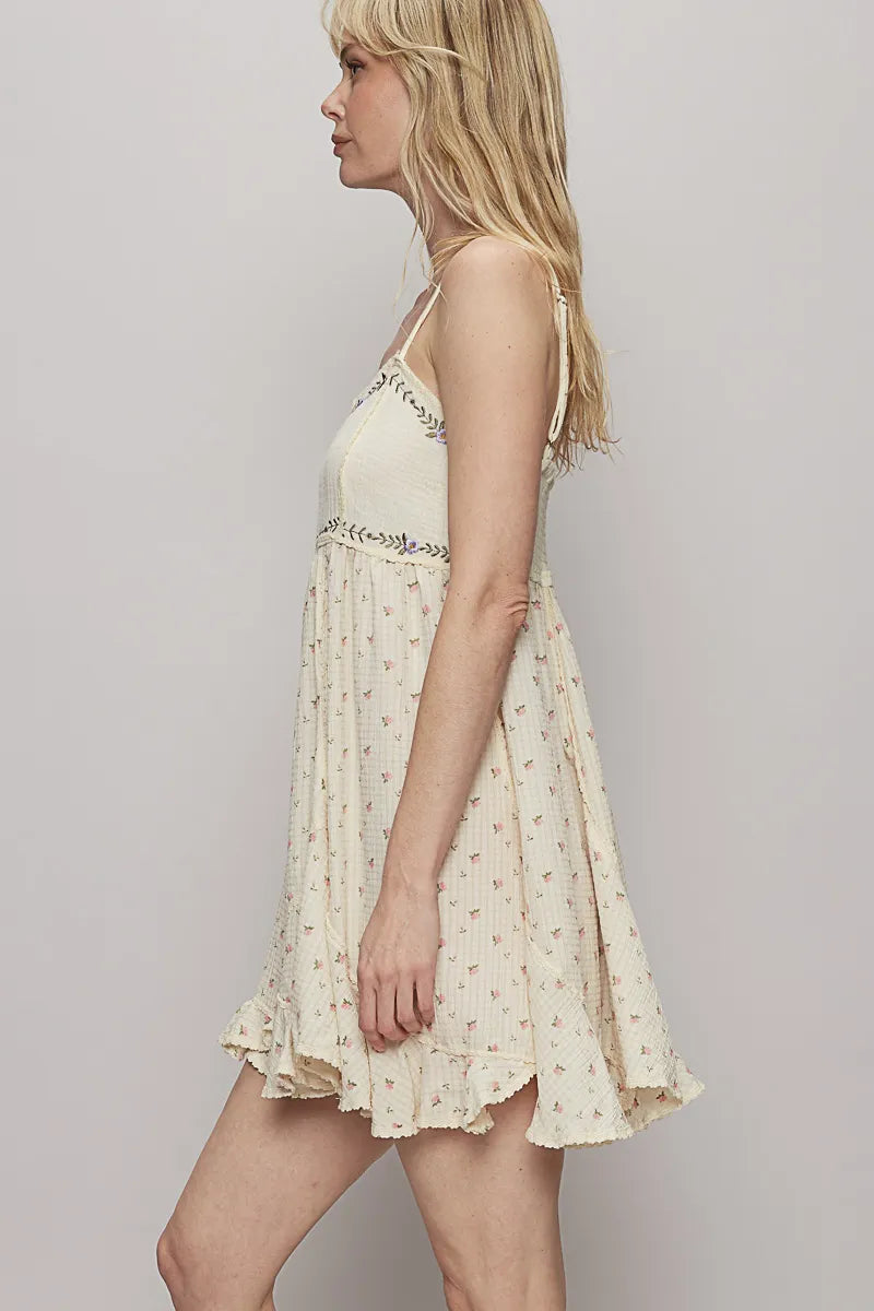 POL Ruffled Hem Floral Print Cami Mini Dress Boho Casual Look - NeoKira Unlimited