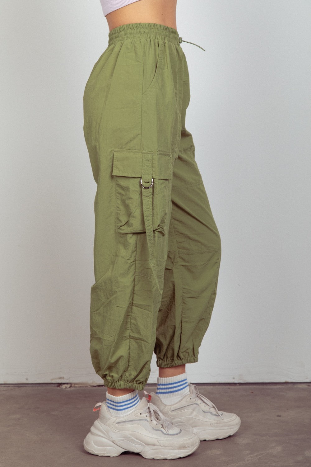 VERY J Elastic Waist Woven Cargo Pants Pants Trendsi   