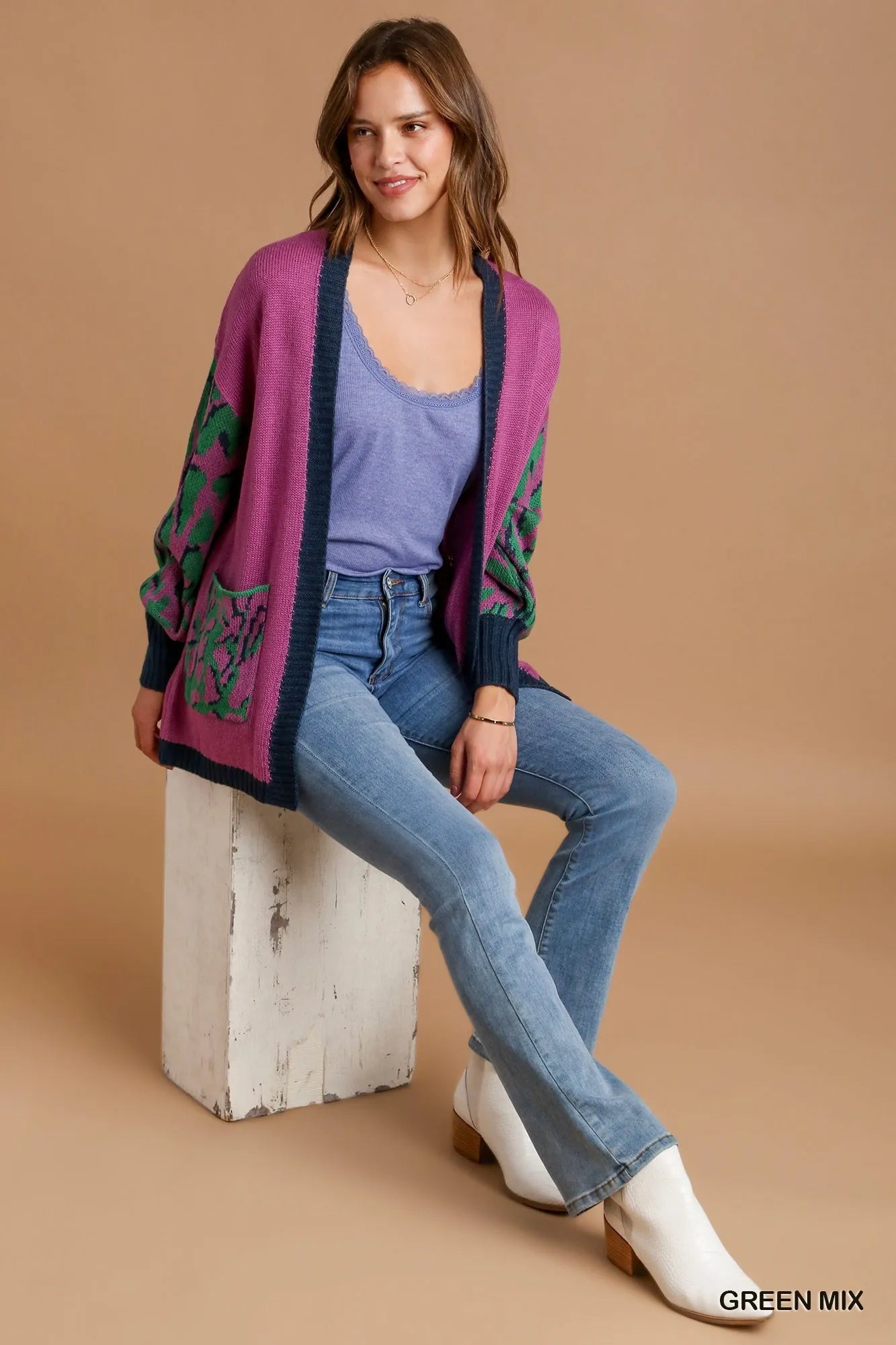 Umgee Animal Print Open Front Sweater Cardigan – Boho Cozy Statement - NeoKira Unlimited