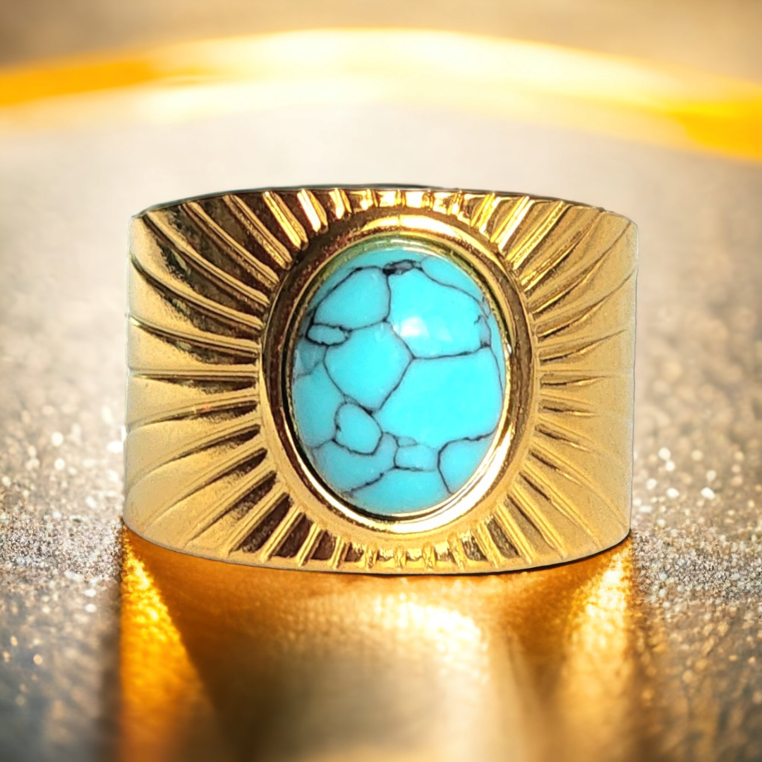 TURQUOISE DREAM Adjustable Ring NeoKira Unlimited Gold  