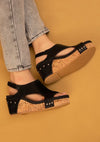 HANNAH Wedge Sandals Maker's Shoes Black 6 