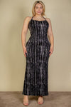 Plus Size Tie Dye Printed Cami Bodycon Maxi Dress Maxi Dress Capella PRINT 315 BLACK 1XL 