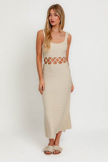 Square Neck Sleeveless Crochet Midi Dress Midi Dress LE LIS CREAM XS 