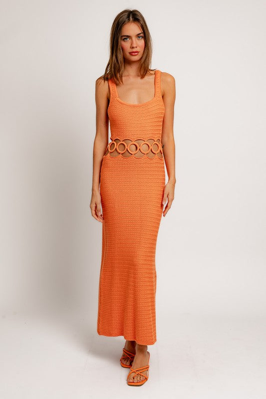 Square Neck Sleeveless Crochet Midi Dress Midi Dress LE LIS   