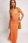 Square Neck Sleeveless Crochet Midi Dress Midi Dress LE LIS ORANGE XS 