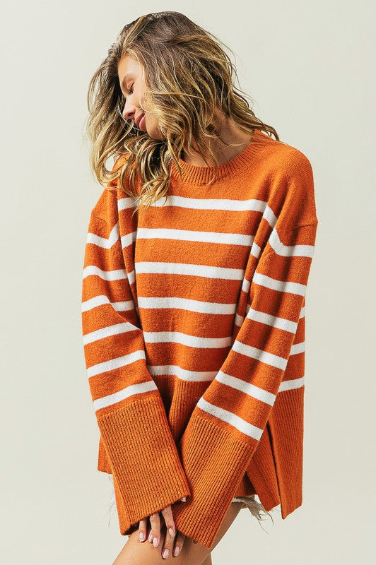 BiBi Ribbed Hem Stripe Sweater Sweater BiBi   