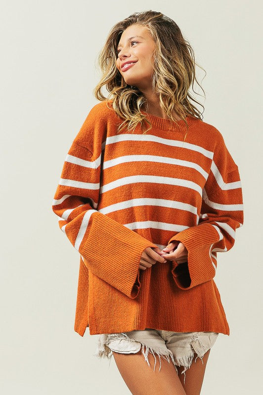 BiBi Ribbed Hem Stripe Sweater Sweater BiBi   