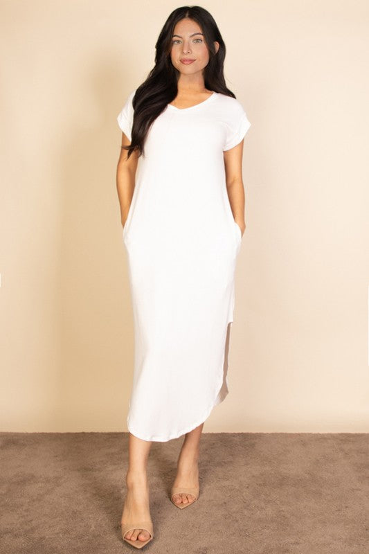 Soft Jersey Maxi Dress With Hidden Pockets And Batwing Sleeves - NeoKira Unlimited