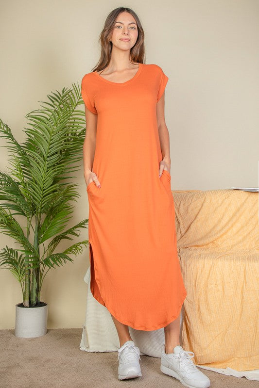 Soft Jersey Maxi Dress With Hidden Pockets And Batwing Sleeves - NeoKira Unlimited
