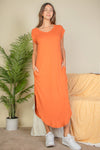 Hidden Pocket Batwing Sleeve V Neck Long Dress Maxi Dress Capella   