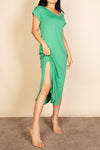 Hidden Pocket Batwing Sleeve V Neck Long Dress Maxi Dress Capella Green S 