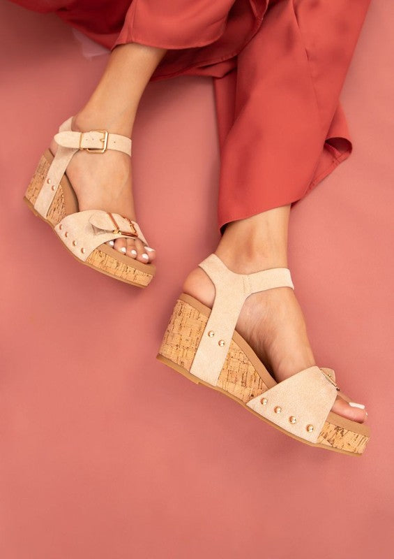 ROMY Wedge Sandals Maker's Shoes Nude 6 