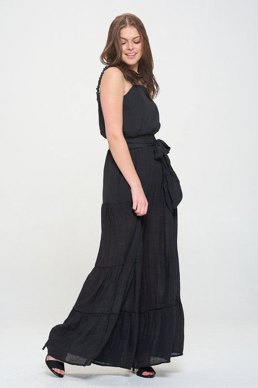 Jade By Jane Square Neckline Wide-Leg Jumpsuit | Boho Casual Elastic Waist - NeoKira Unlimited