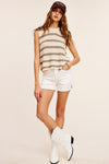 Chunky Stripe Sleeveless Sweater Top Sweater Vest La Miel   