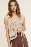 Self Side Tie Detailed Crochet Vest Top  La Miel   