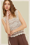 Self Side Tie Detailed Crochet Vest Top  La Miel   