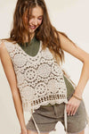 Self Side Tie Detailed Crochet Vest Top  La Miel   