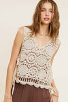 Self Side Tie Detailed Crochet Vest Top  La Miel   