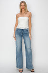 RISEN Full Size High Waist Distressed Wide Leg Jeans Jeans Trendsi   