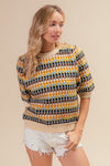 BiBi Multi Color Half Sleeve Sweater Sweater Trendsi   