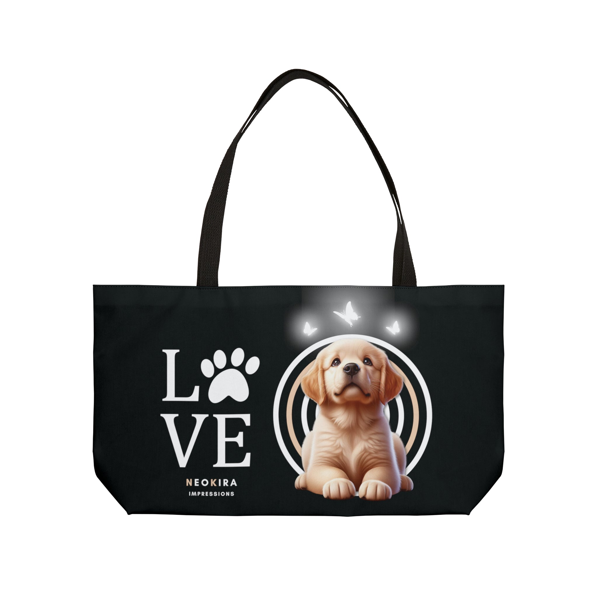 DOG LOVE BLACK Tote Bag Tote Bag Printify   