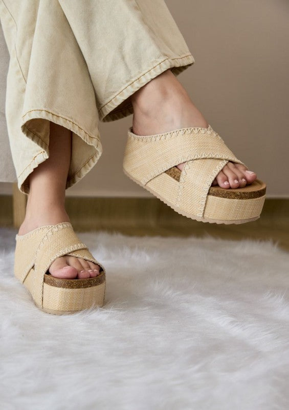NINA Double Buckle Cork Platform Sandals – Boho Chic Comfort - NeoKira Unlimited