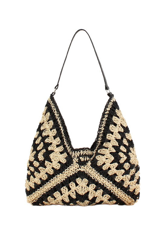 Dahlia Woven Straw Shoulder Bag | Minimal Boho Vegan-Friendly Everyday Tote - NeoKira Unlimited
